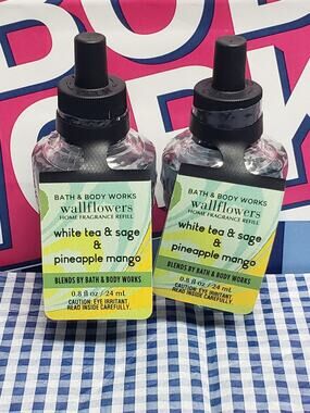 BBW White Tea + Sage & Pineapple Mango BLENDS Fragrance Wallflower 2 Refills